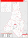 Lewiston-Auburn Metro Area Wall Map Red Line Style